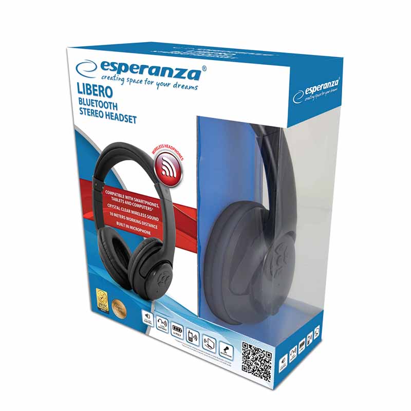 esperanza bluetooth wireless stereo headphones libero black eh163k 4